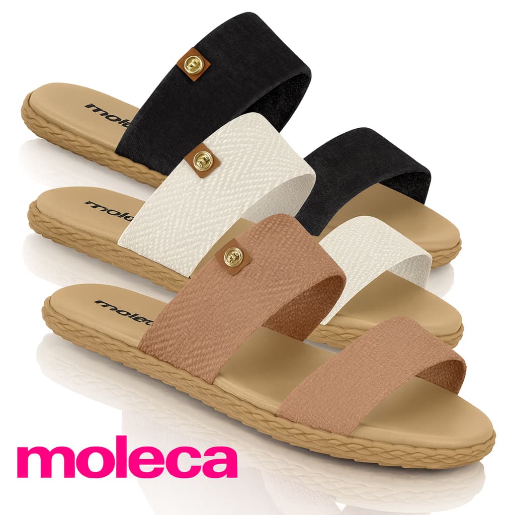 Sandalia Rasteira Moleca Original Feminina Slide Casual Rasteirinha Flat Conforto Detalhes Chinelo Dia A Dia Lancamentoa