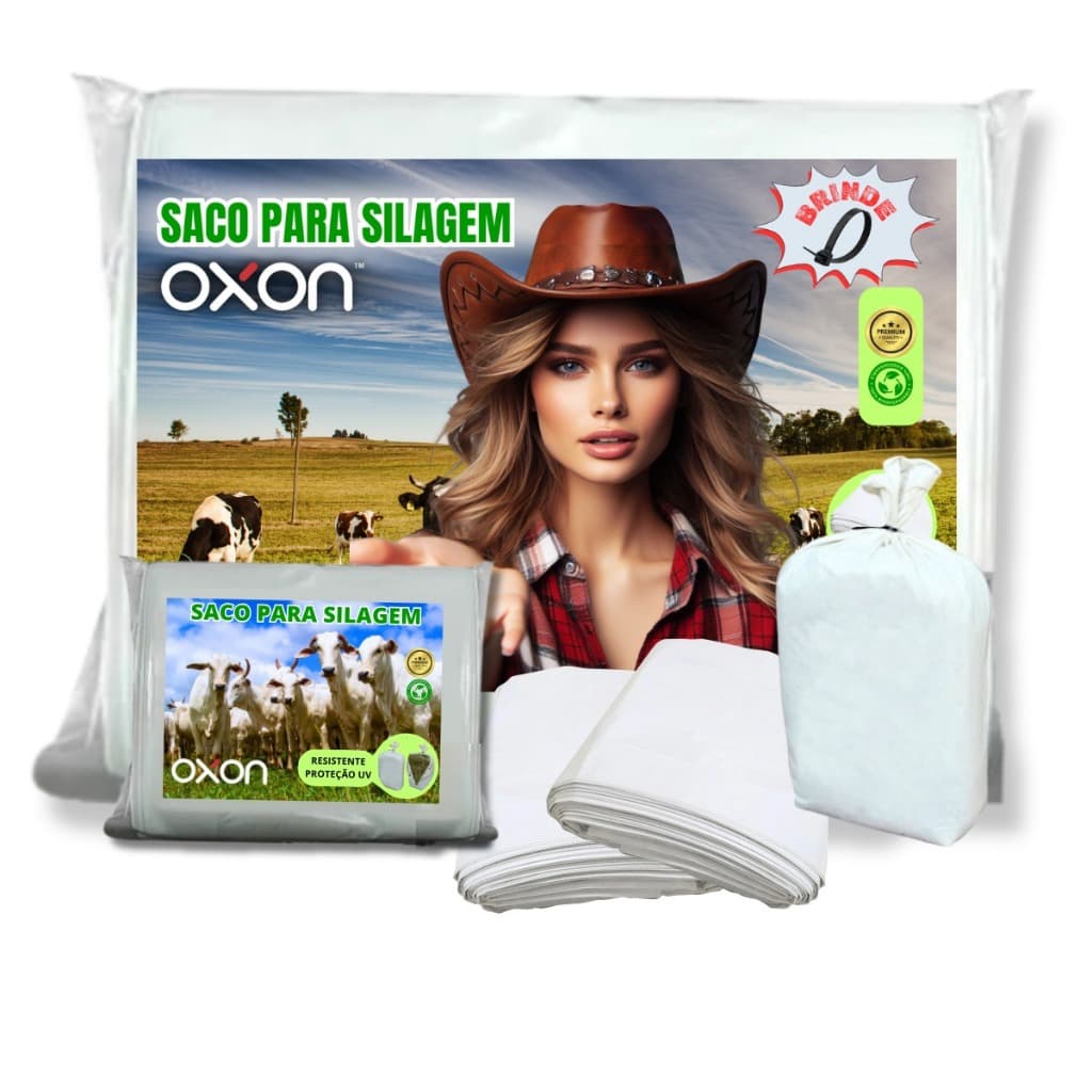 Kit 100 Sacos Silagem Branco Oxon Super Reforçados + 100 Abraçadeiras Grátis Alta Resistência