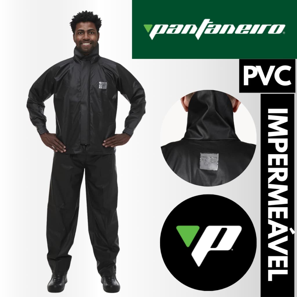 Capa de Chuva Conjunto Pantaneiro PVC Econômico com Gola