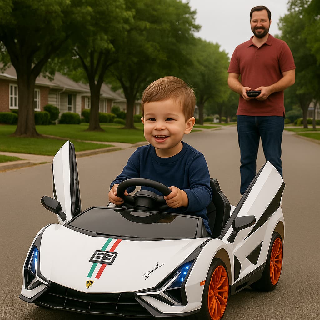 Mini Carro Elétrico Carrinho Infantil com Controle Remoto Esportivo Oficial Abre as duas Portas