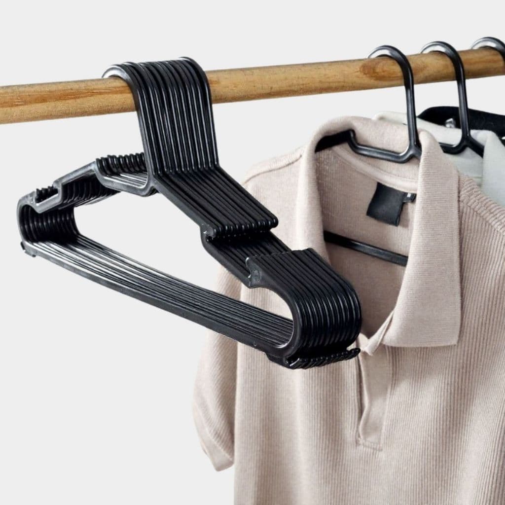Kit 20 Cabides Adulto Preto Organizador Reforçado Atacado