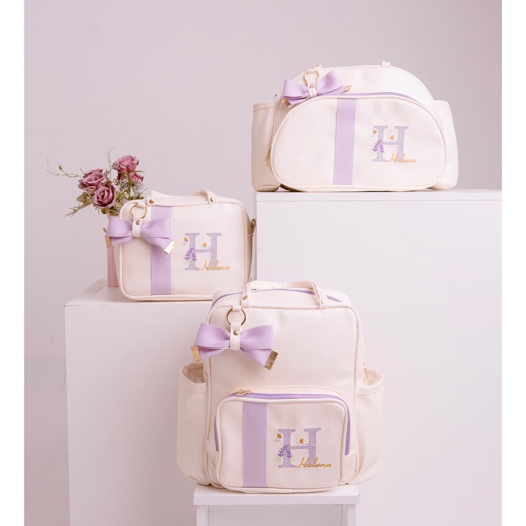 Bolsa Maternidade com Nome Kit Maternidade Personalizada Coleção Lavanda Nome Luxo