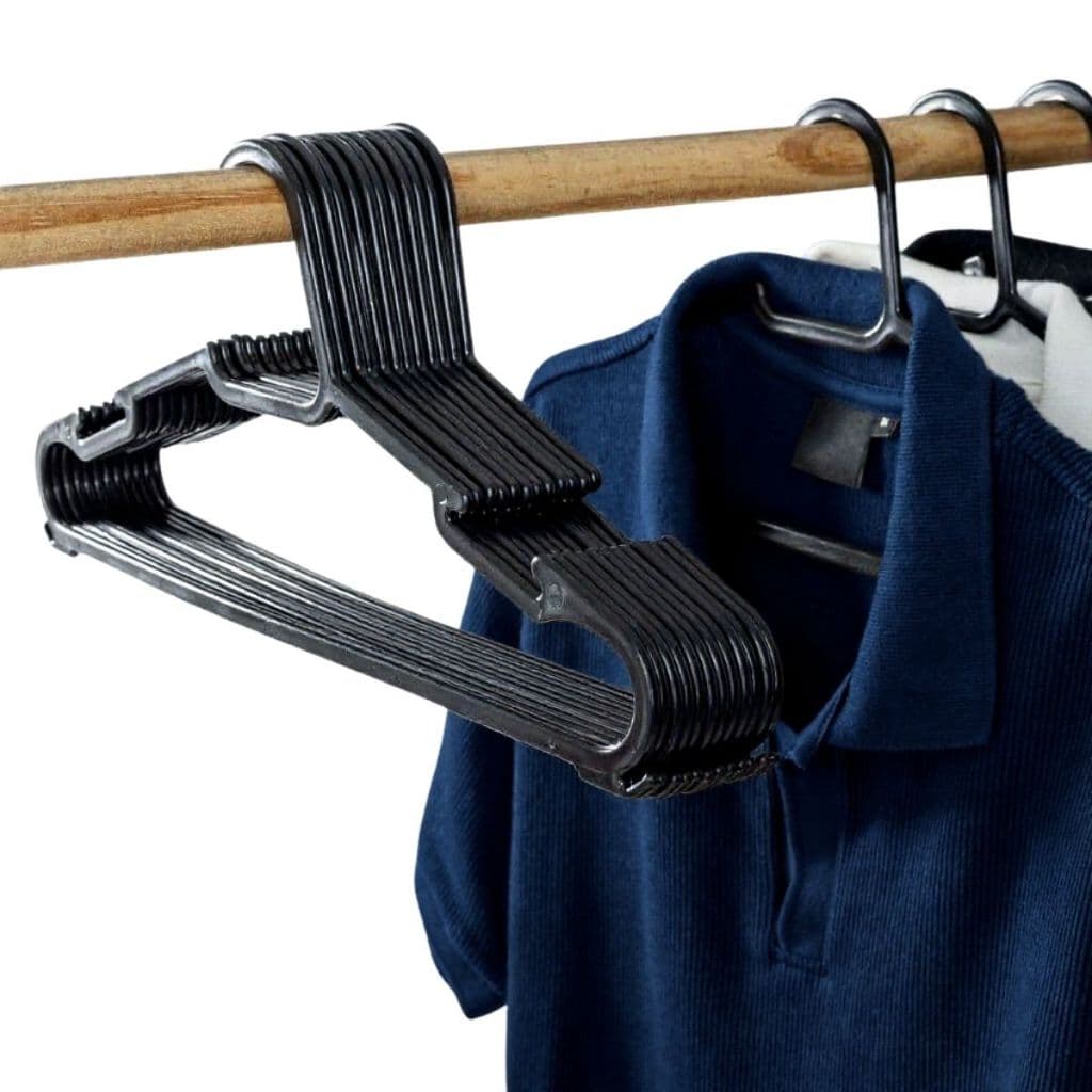 Cabide Plástico Pretos Duráveis Atacado Loja Guarda-Roupa