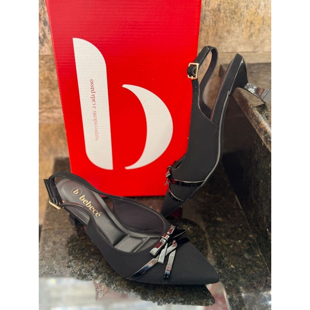 Sapato Scarpin Bebecê Camurça Feminino Nobuck Elegante Social Festa Fivela Detalhe Brilhos