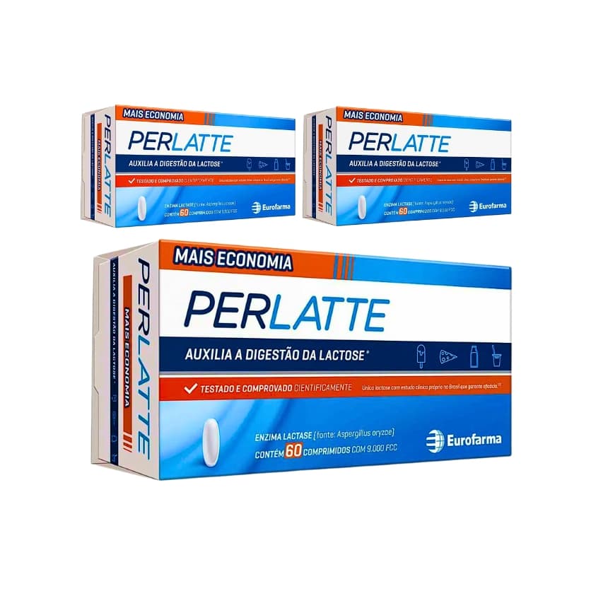 Kit Perlatte 3x60 Comprimidos – Suplemento com Enzima Lactase 9.000 FCC