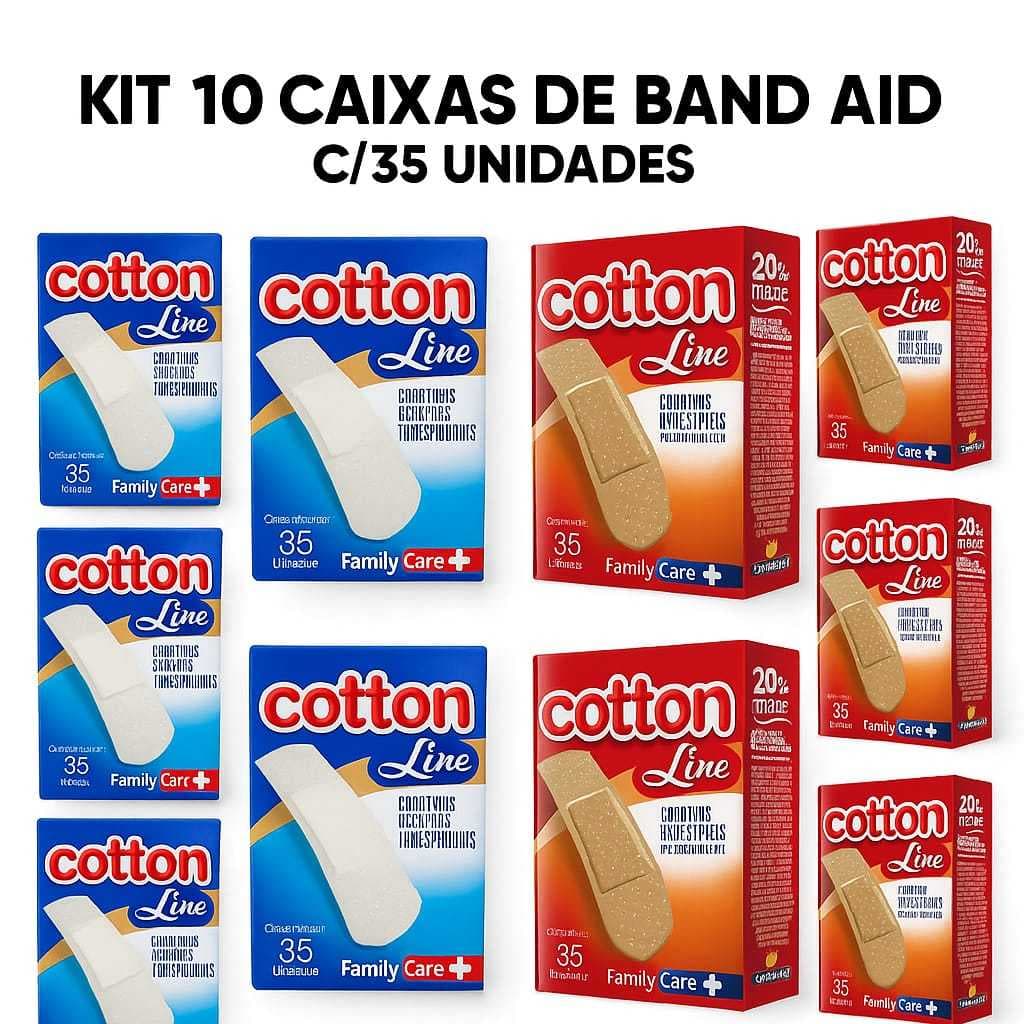 CURATIVO BAND-AID FAMILY CARE kIT 10 CAIXA C/35 UNIDADES ESCOLHA A COR COTTON LINE