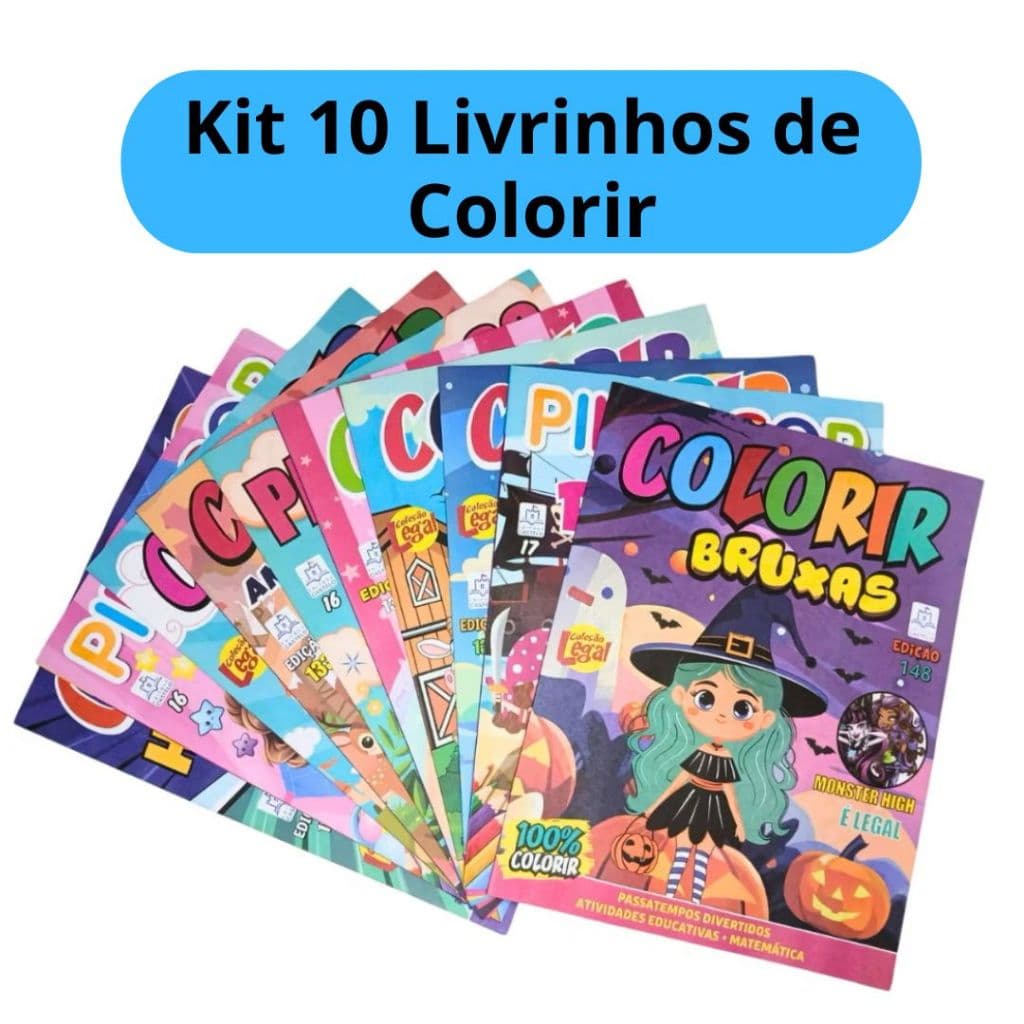 Kit 10 Livrinhos Revistinha Educativo de Colorir Kit Lembrancinha Festa Infantil