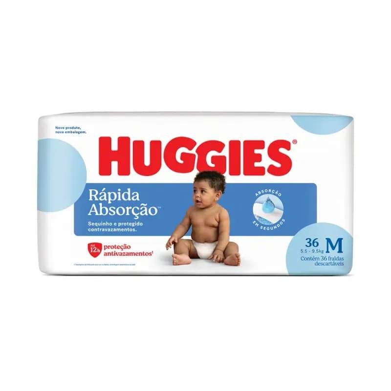 FRALDA HUGGIES RÁPIDA ABSORÇÃO MEGUINHA M 36 un