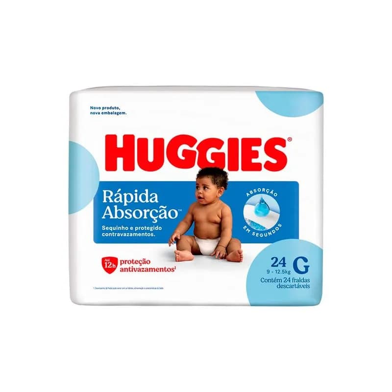 FRALDA HUGGIES RÁPIDA ABSORÇÃO JUMBO G 24 un
