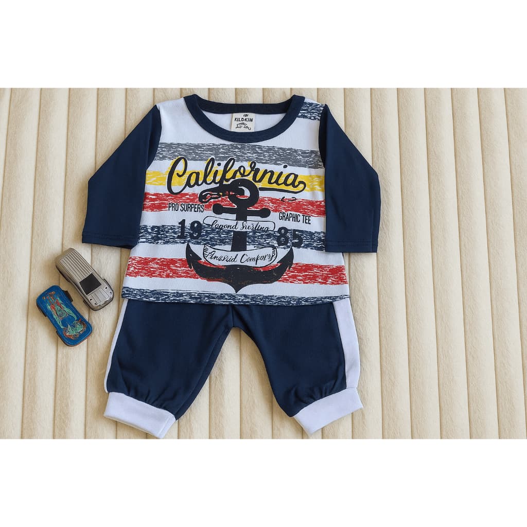 Conjunto Inverno Bebê Menino Blusa Manga Longa com Calça Fresquinha e Estiloso E Confortável