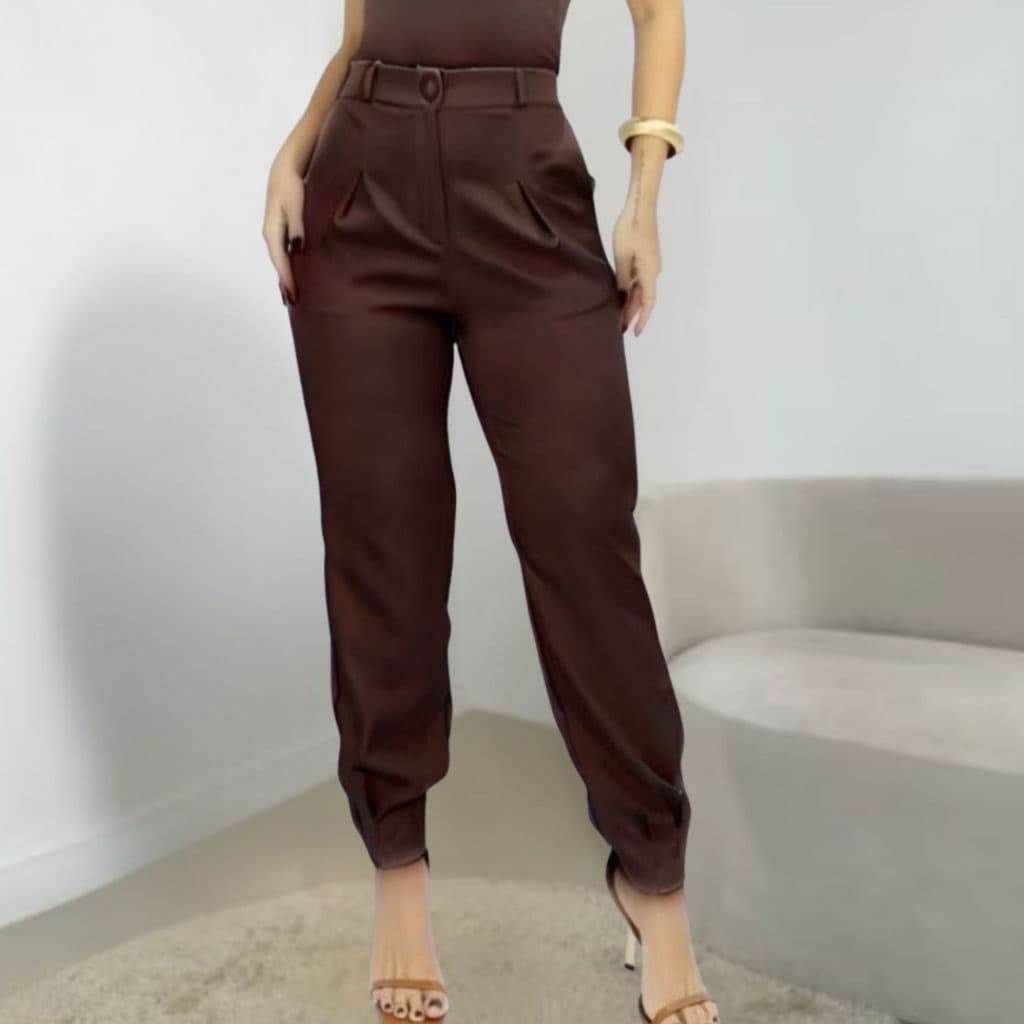 Calça Social Feminina Cenoura Alfaiataria Confortável Look Trabalho e Dia a Dia