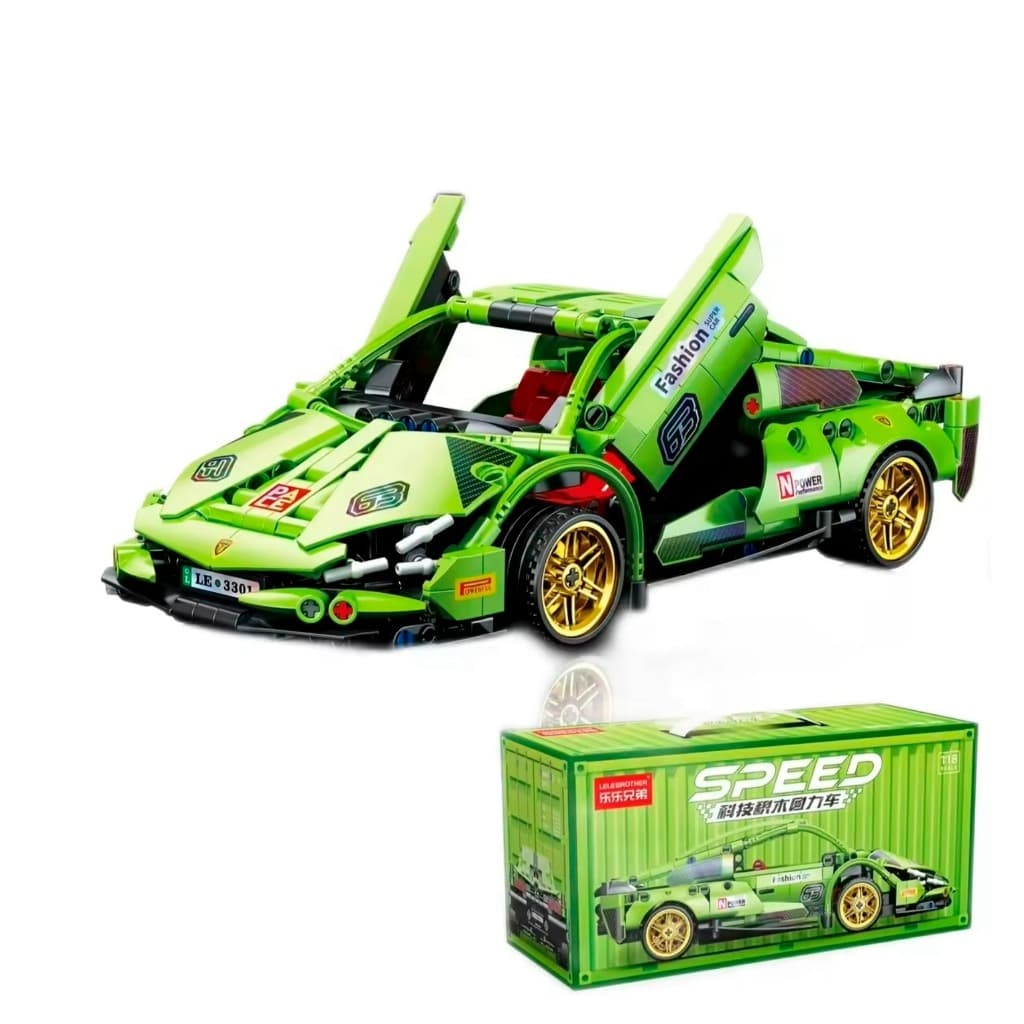 Supercarro de Montar Speed 586 Peças Escala 1:18 Portas Tesoura + Pull Back 6+ anos Promoção
