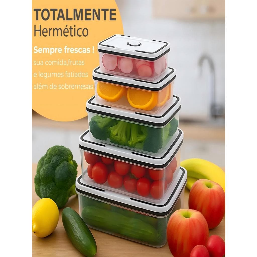 Kit 5 Potes Herméticos Transparentes Para Frezzer E Micro-ondas Linha Premium