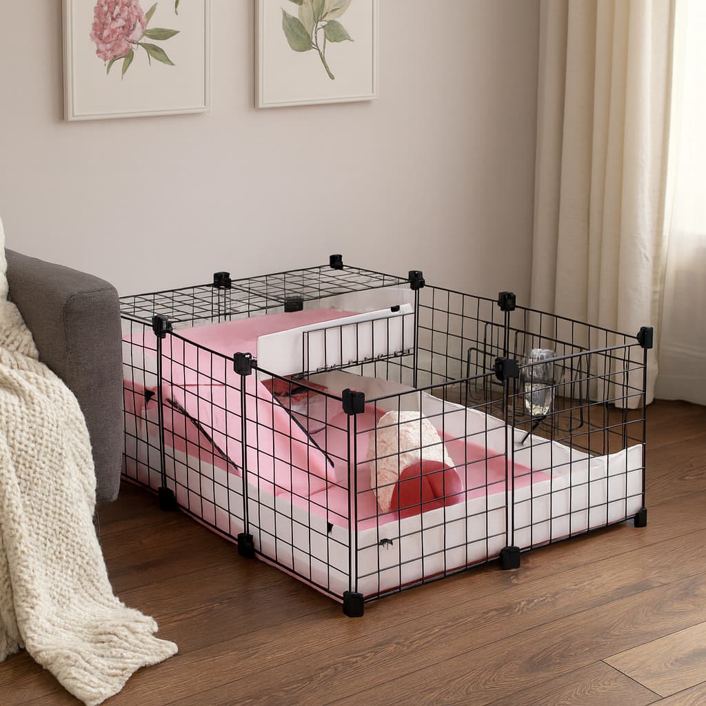 Cercado Duplex com Piso e Enxoval para Porquinhos-da-Índia – Ideal até 3 Pets