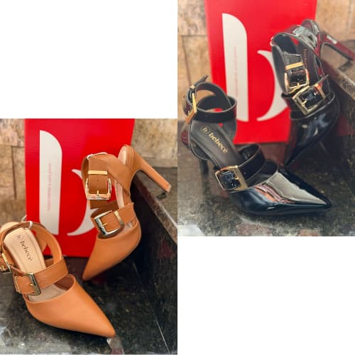Sapato Salto Gladiador Bebecê Couro Feminino Elegante Social Festa Fivela Detalhe Brilhos