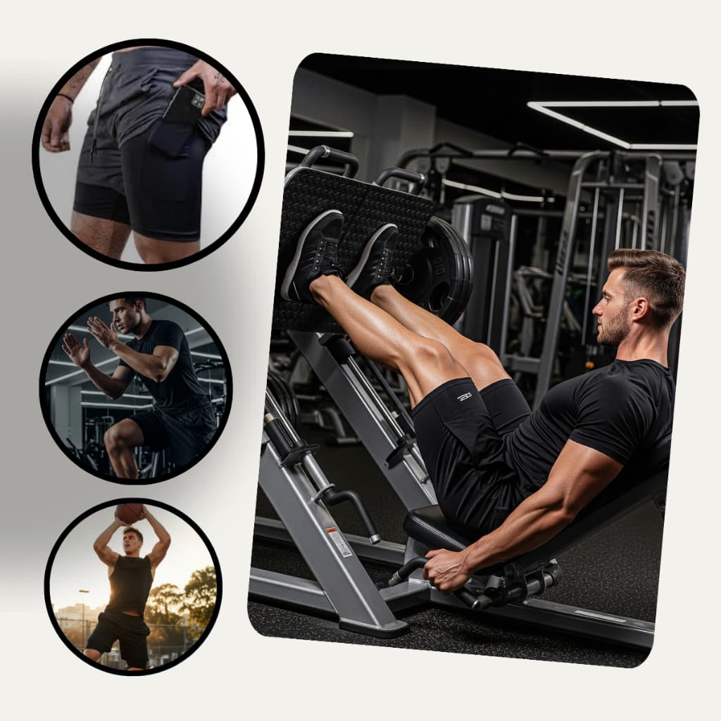 BERMUDA SHORT 2 EM 1 COM BOLSO INTERNO PERFEITO PRA PRATICAR ESPORTES, ACADEMIA CASUAL