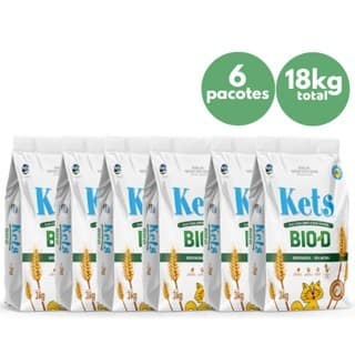 Kit com 6 Areia Higiênica de Cereais Kets Bio-D 3kg para Gatos