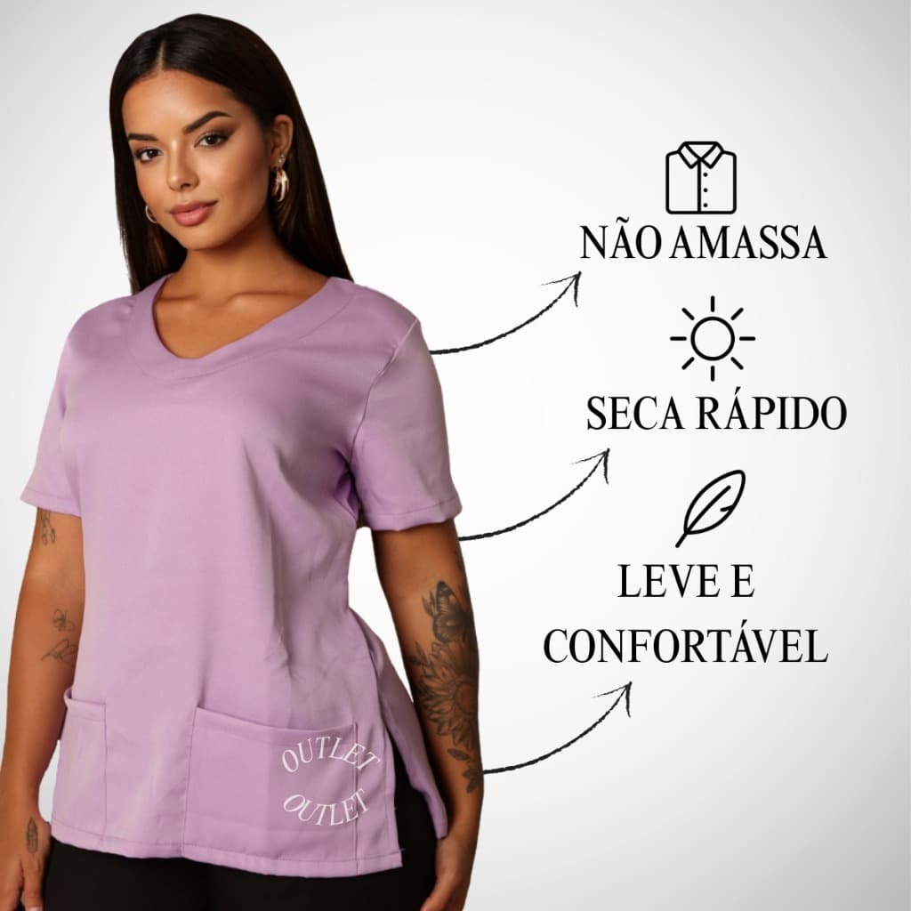 Camisa Cirúrgica feminina Scrub Pijama Hospitalar Profissional Gabardine Premium Plus Size  Uso Diário Enfermagem Odonto