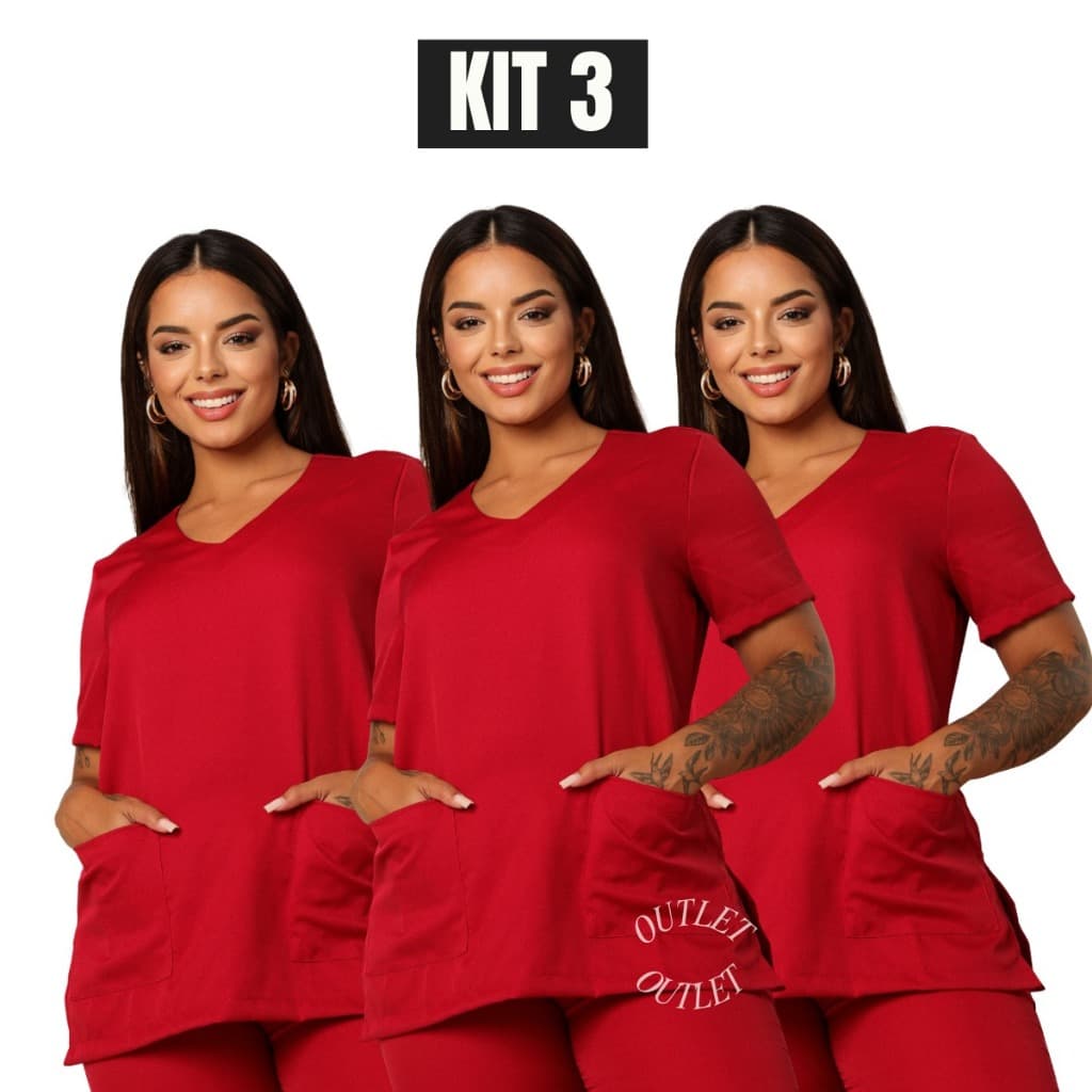 Kit 3 Uniforme Feminino Bata Professora Clínica Estética Plus Size