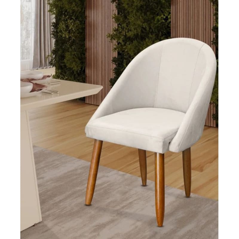 Cadeira Lua em Veludo para Sala de Jantar/Penteadeira/ Moderna/ Pés de Madeira