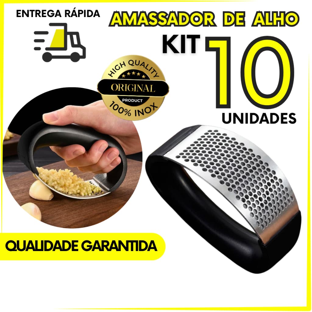 Kit 10 Triturador De Alho Resistente Amassador Inox Espremedor de Alho Cozinha Restaurantes Pizzaria