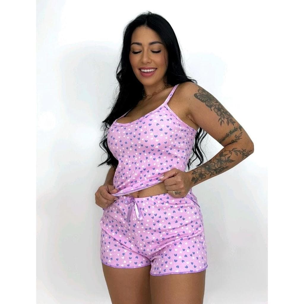 baby doll pijama de verão em suede canelado estampado de alcinha