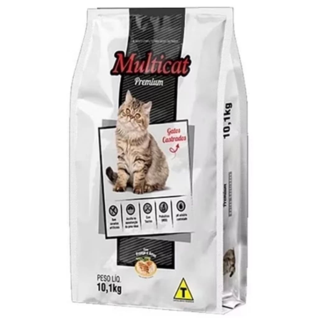 Ração Multicat Premium Gatos Castrados Sabor Frango 10.1 kg