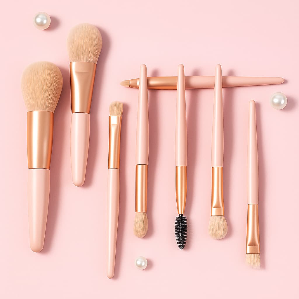 Kit 8 Pincéis de Maquiagem Profissional Mini Conjunto