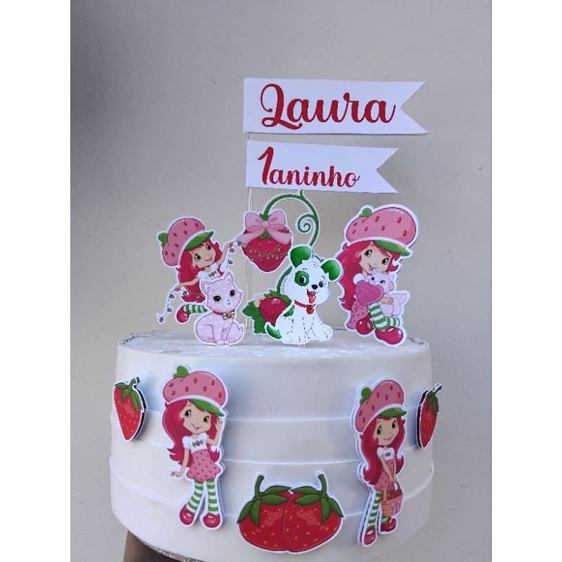 ENVIO IMEDIATO/Topo de bolo moranguinho/topper moranguinho/decoração para bolo/moranguinho do amor/festa morango