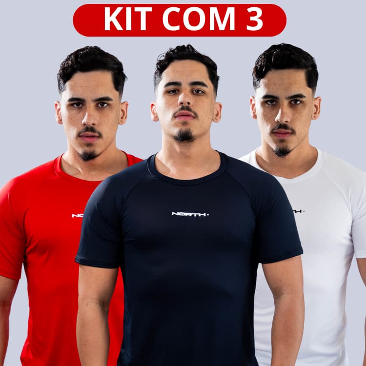 Kit 3 Camisetas Dry Fit Pro Raglan Masculina- Casual Treino Academia Esportes NORTHH