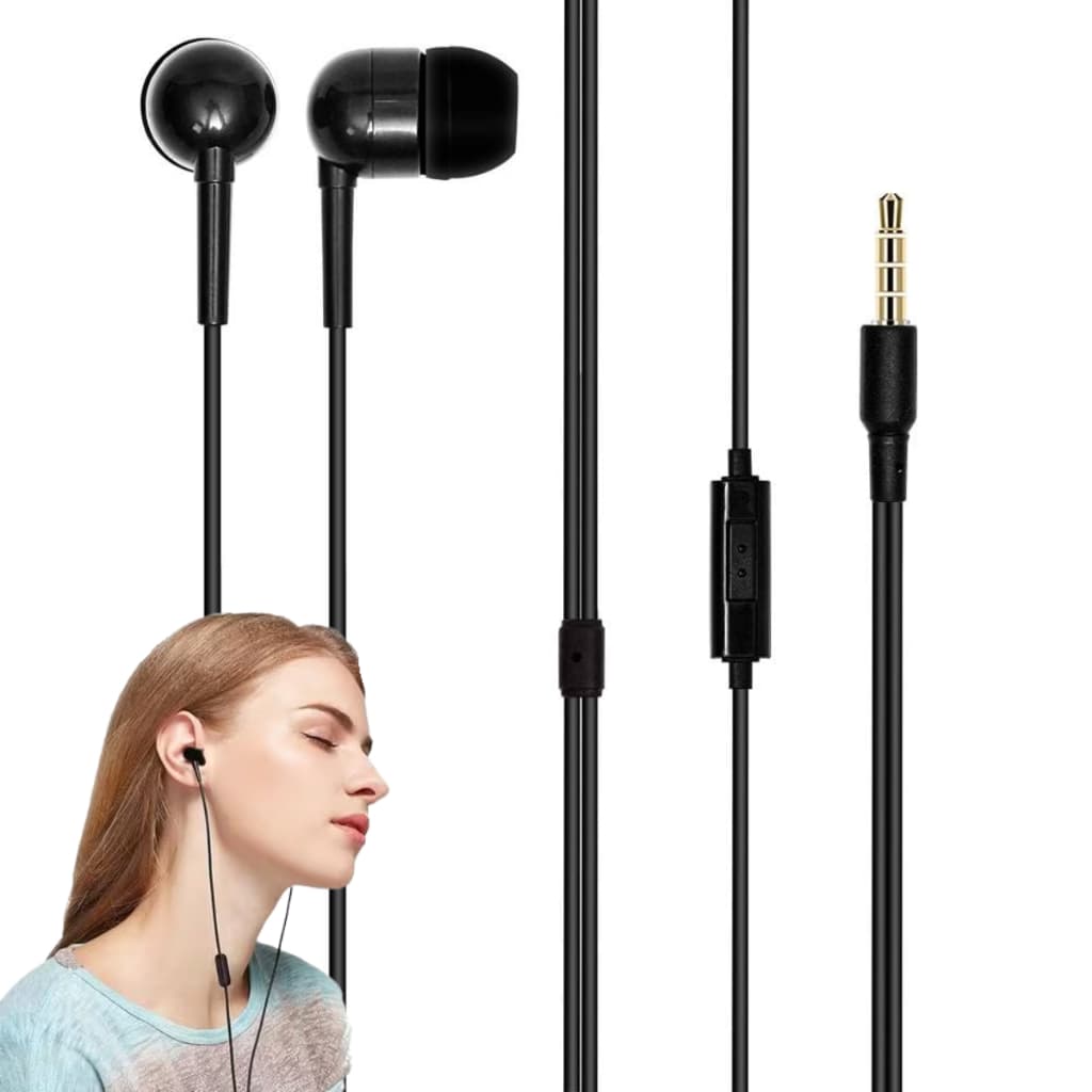 Fone De Ouvido Com Fio E Estojo Conector P2 Auricular Compatível Celular Notebook