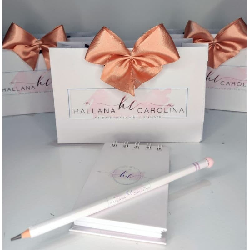 Kit Curso personalizado envio imediato kit de sacola e bloquinho personalizado
