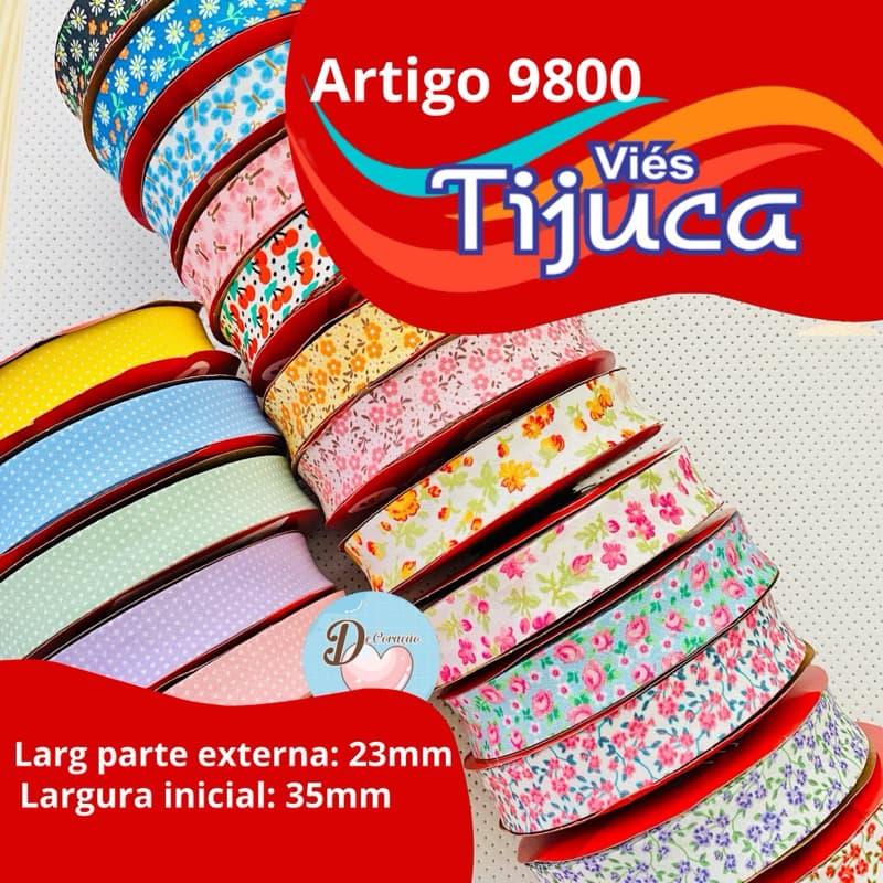 Viés para Costura Tijuca Estampado - 35mm X 20 metros - Fita de Acabamento e Artesanato
