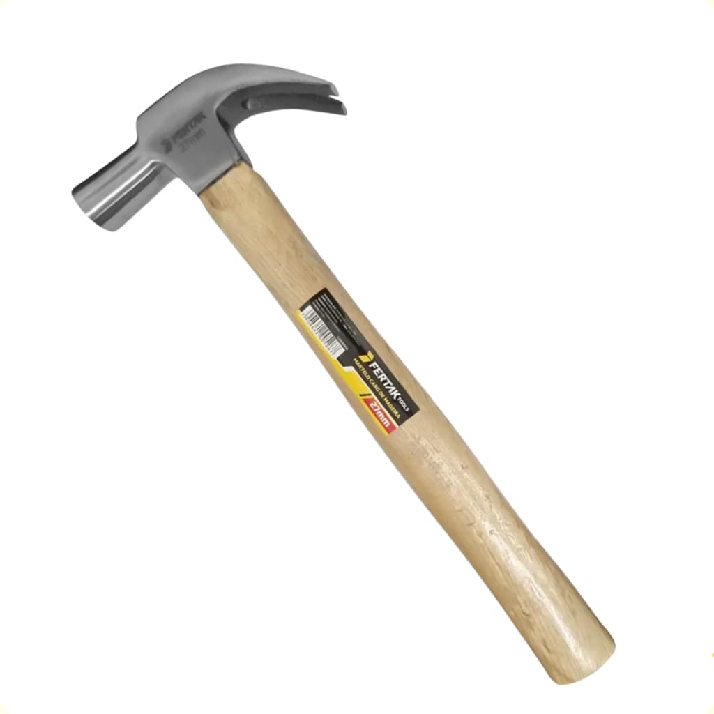 Martelo Aço Forjado 27mm Fertak Tools Cabo De Madeira Profissional