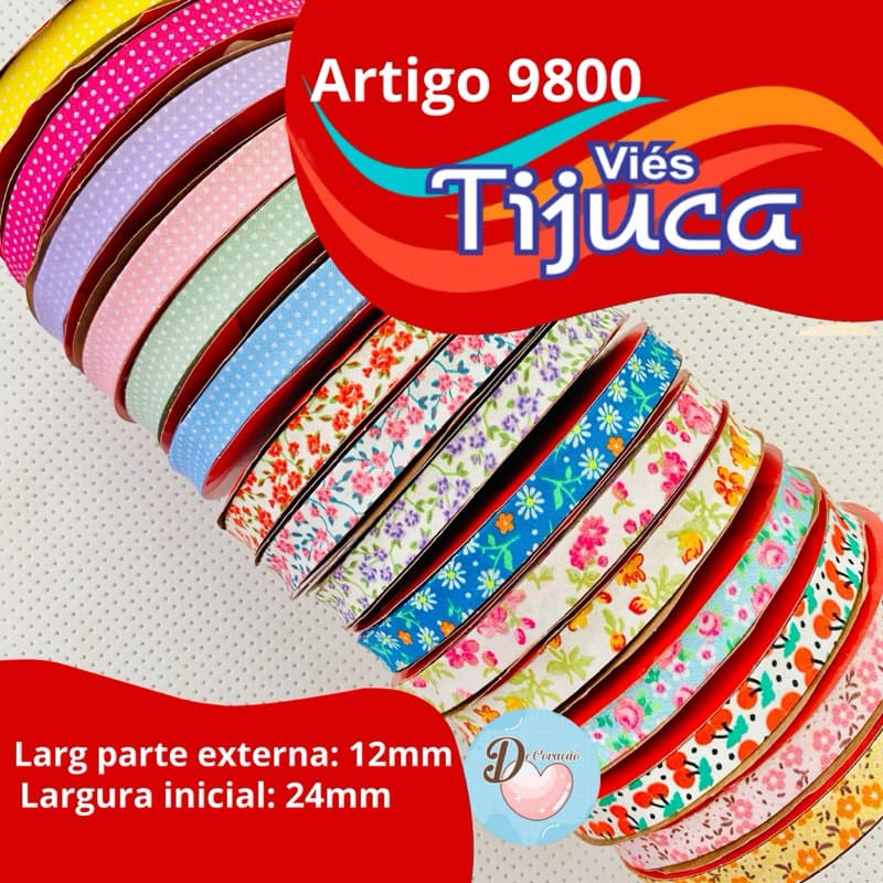 Viés para Costura Tijuca Estampado - 12mm X 20 metros - Fita de Acabamento e Artesanato