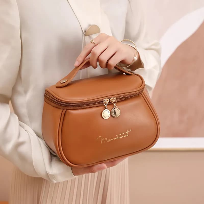 Nécessaire Couro Sintético bolsa feminina  Maquiagem Viagem