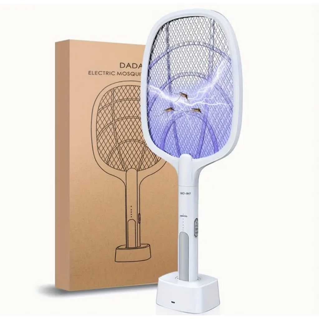 Raquete Elétrica Mata Pragas Mosquitos Com Base Usb Luz Led
