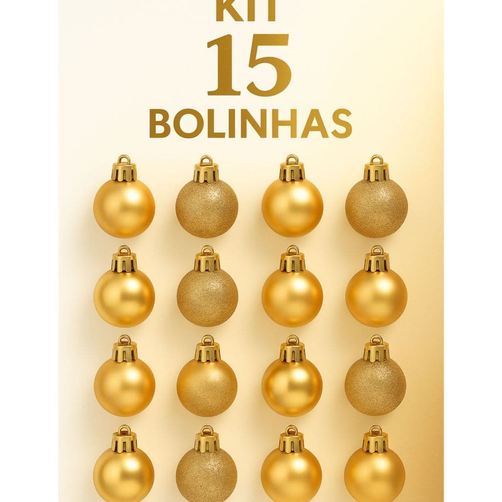 Kit 15 Bolinhas Enfeite Decoração Árvore De Natal 3cm Mista Lisa Fosca Glitter Dourado Vermelho