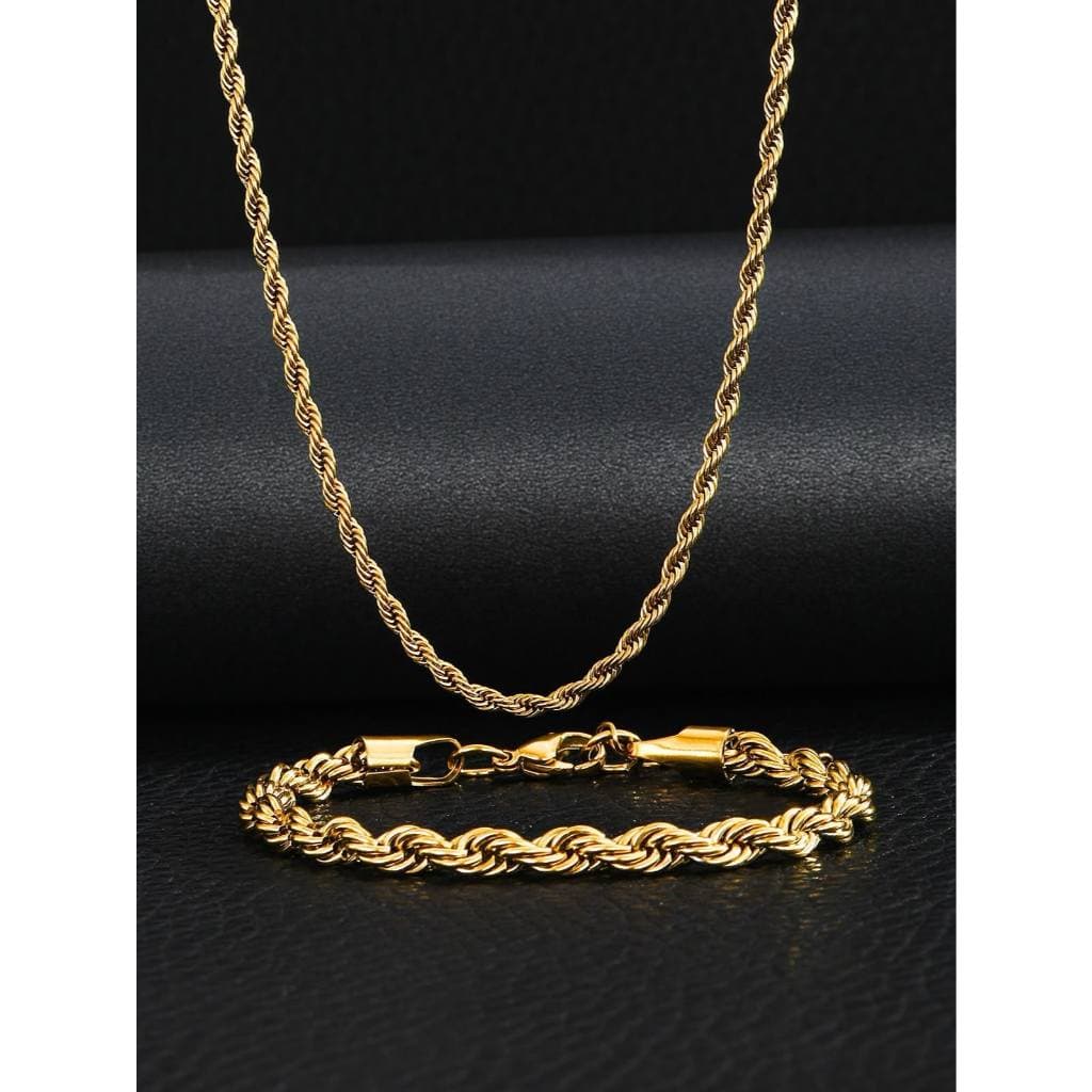 Corrente e Pulseira Masculina – Conjunto Cordão Baiano 60cm x 3mm em Aço Inox