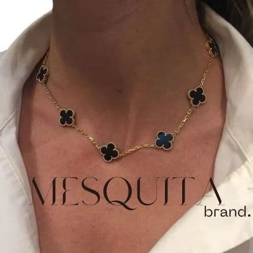 Colar Chocker 5 Trevo de Quatro Folhas Virginia Dupla Face