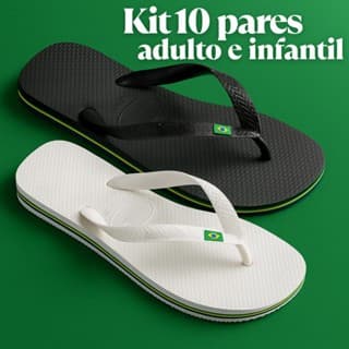 10 pares Chinelo Infantil Masculino/Feminino Borracha tiras com bandeirinha