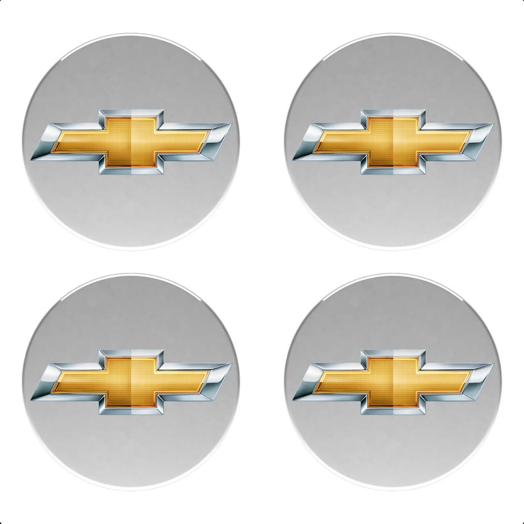 Jogo 4 Peças Emblemas Botons Adesivos Resinados Chevrolet Carro Calotas e Rodas 48mm