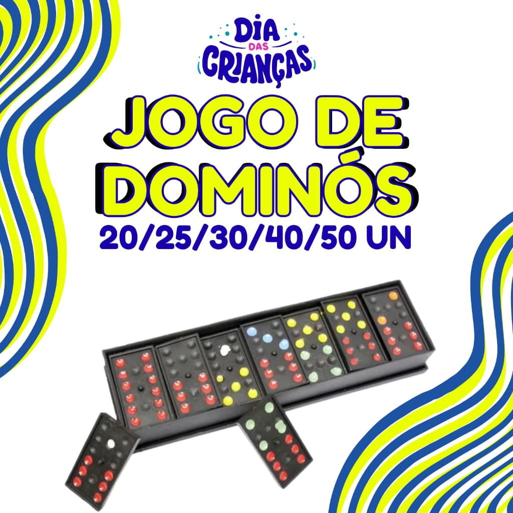 Kit Jogo Dominó Dia das Crianças Peças Pintadas Diversão  | 20/25/30/40/50 Unidades