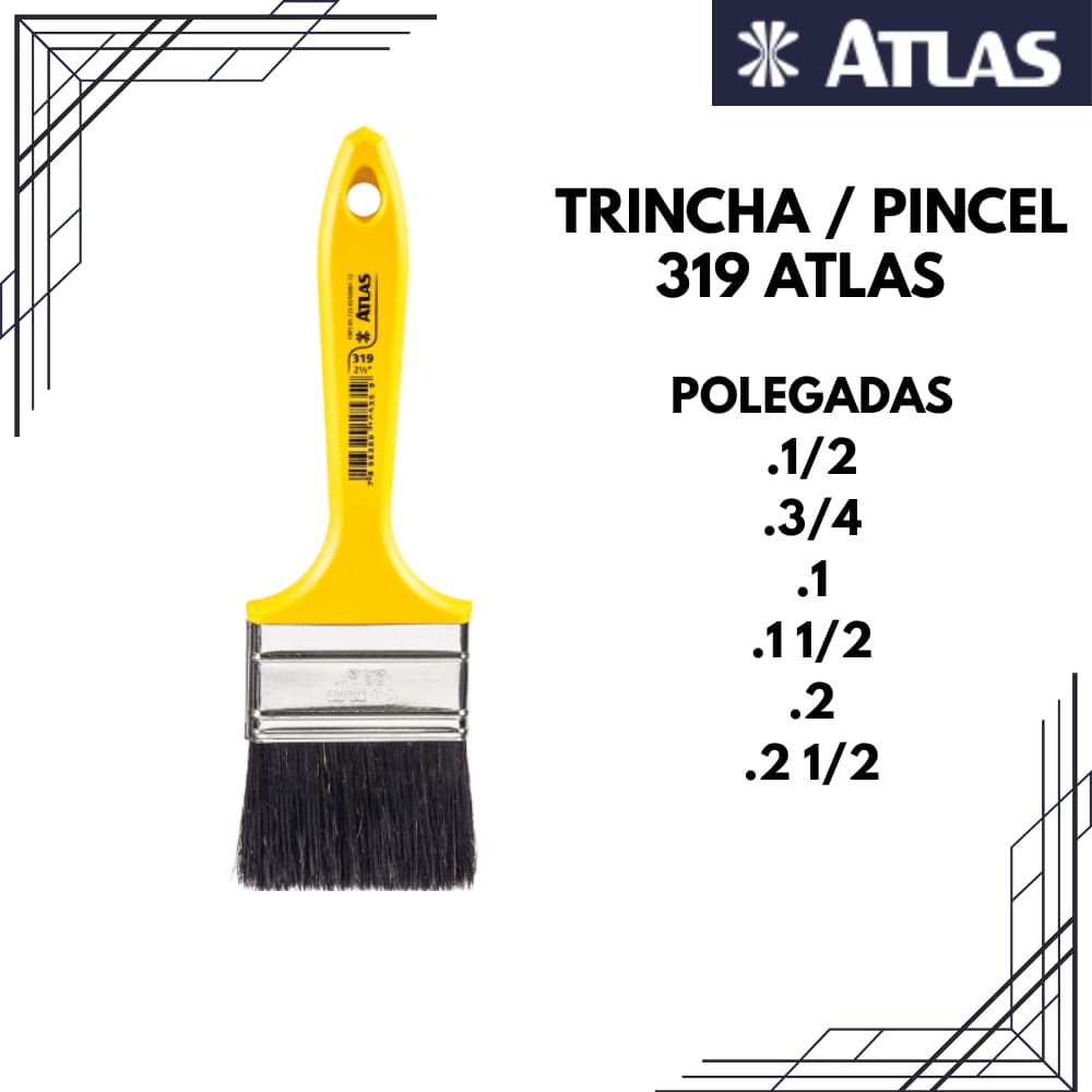 Pincel Trincha Atlas 319 Profissional Tamanhos Variados