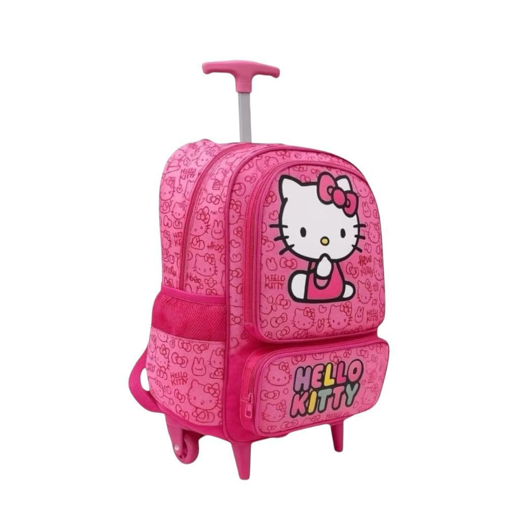 Mochila hello kitty rodinha juvenil 3 bolsos passeio escolar tamanho grande envio rápido