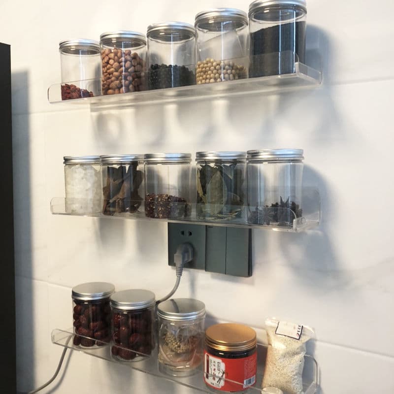Prateleira retas transparente Acrílico Cristal com Suporte invisível Sem furos Resistente Organizadora Quarto Banheiro Cozinha Escritório