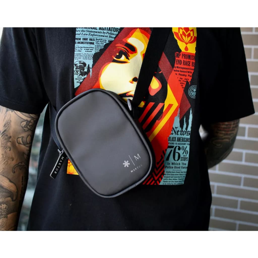 Shoulder Bag Maktub All Black Slim 17 x 12 x 4,5 cm