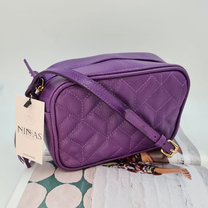 Bolsa de Couro Bolsa Couro Legítimo Tiracolo Matelassê Bolsa de Couro Bolsa Quadrada Estruturada