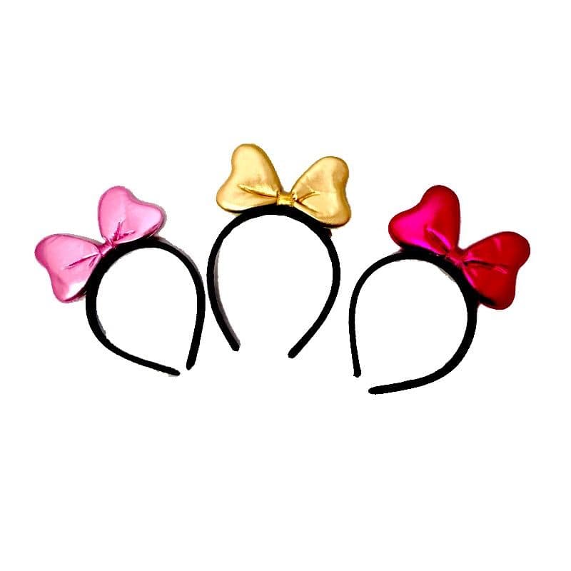 Tiara Arco Ratinha com Laço em Cor metalizada - Fantasia - Festa - Carnaval - Halloween