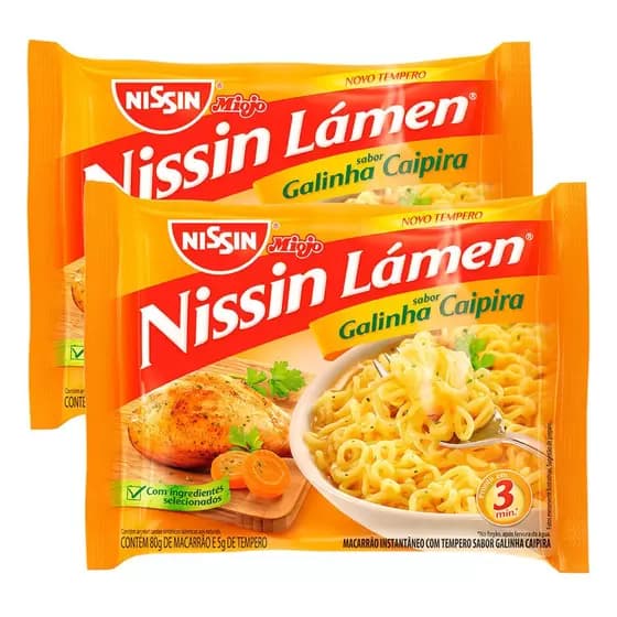 Kit 2 Macarrão Instantâneo Nissin Lámen Sabor Galinha Caipira 85g